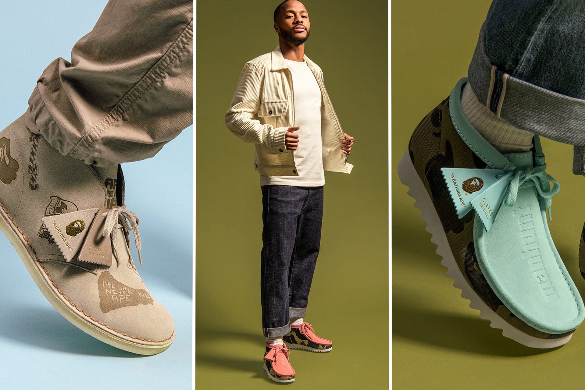 Clarks Orignals Team Up With BAPE To Rework Their Classic Wallabee And Desert Boot Styles