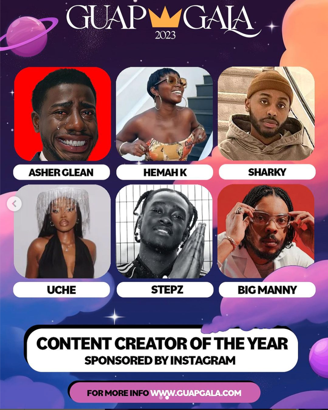 GUAP GALA’S 2023 ‘CONTENT CREATOR OF THE YEAR’ NOMINEES SUPPORTED BY [@INSTAGRAM]